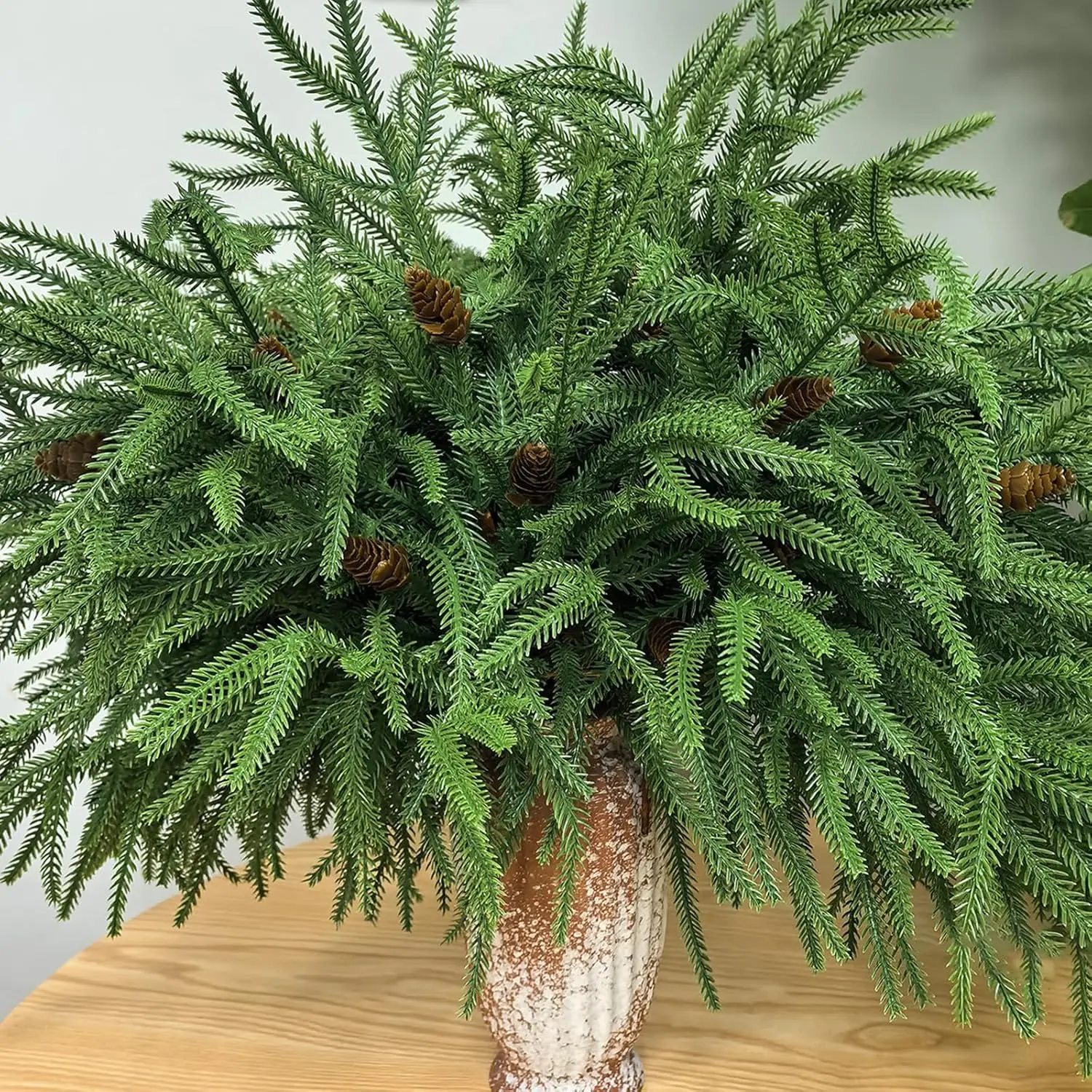

18IN Real Touch Norfolk Pine Branch 8PCS Faux Greenery for Vase DIY Decor