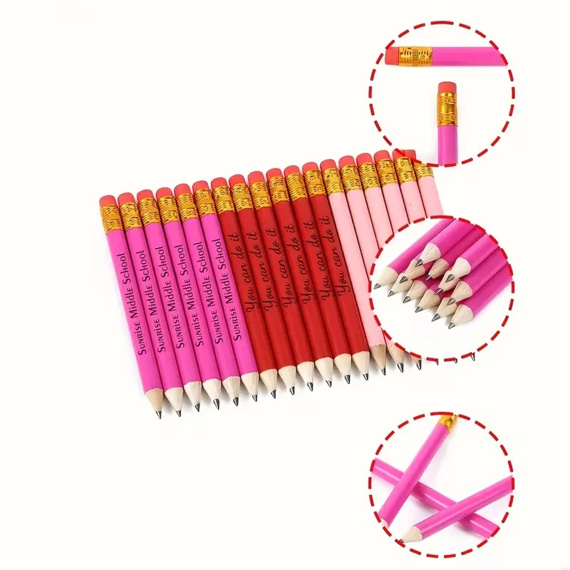 100pcs personalized custom pencils with name, logo, anniversary date, mini pencils with eraser, 4inch /10cm HB hexagonal golf pencils, suitable for school, office, gifts, weddings, back-to-school