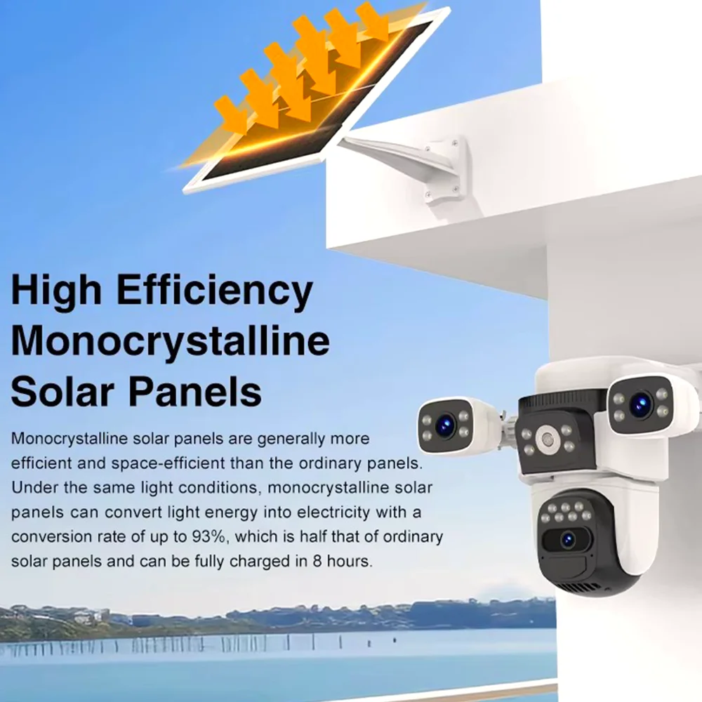 O-kam Pro 8K Solar Camera 4G Sim Card Wire-free CCTV 3 Screen Auto Tracking Night Vision Wireless 4G Sim Solar Surveillance