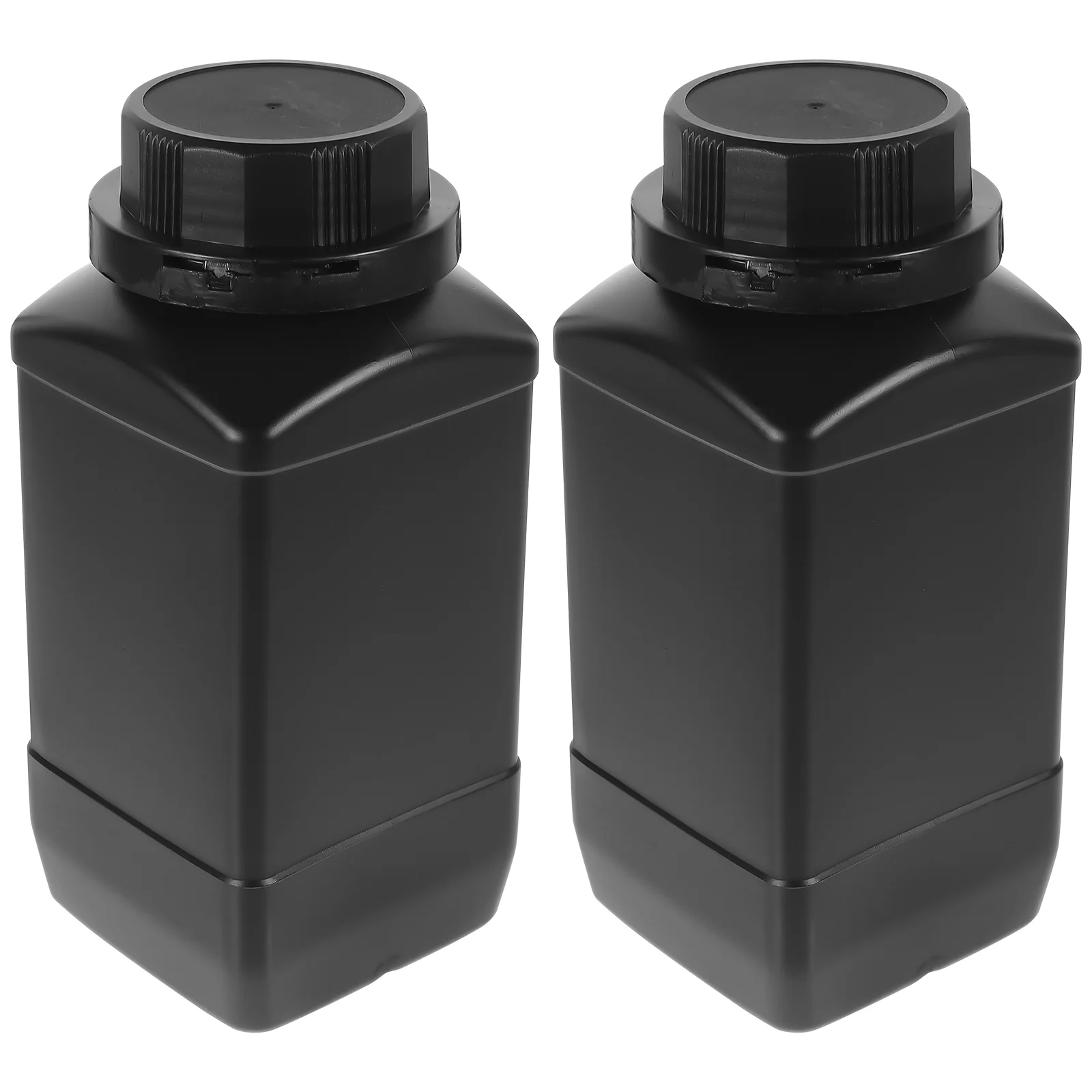 

2 Pcs Big Mouth Square Bottle Wide Sample 1000ml Laboratory Reagent Plastic Black for Liquid Storage