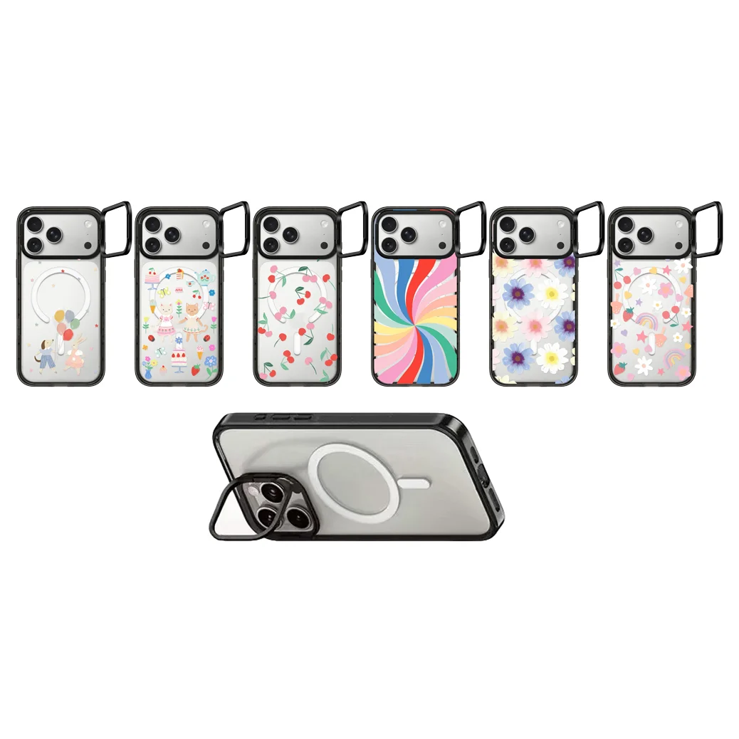 

Flowers Rainbow Camera Ring Stand Acrylic Magnetic Cover for IPhone 14 15 16 17 Pro Max Case for IPhone 17Pro