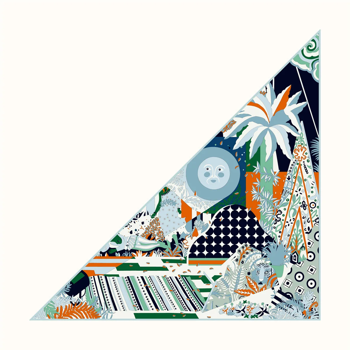 

Женские треугольные шарфы с принтом солнца в джунглях, шелковый шарф Echarpes, платки, пляжные шали, бандана, хиджаб