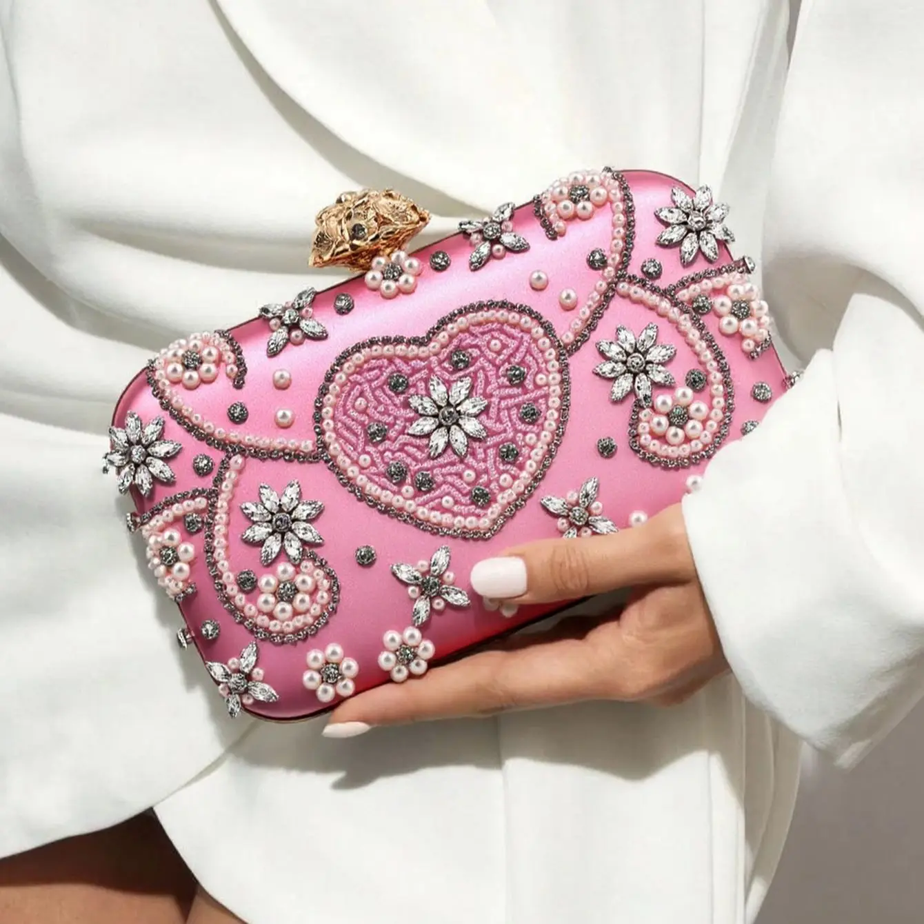 

Роскошный бриллиантовый банкетный мешок с водными бриллиантами, вечерние свадебные подарочные сумки, бальное платье, ручная сумка, очаровательная вечерняя сумка с жемчужной вышивкой