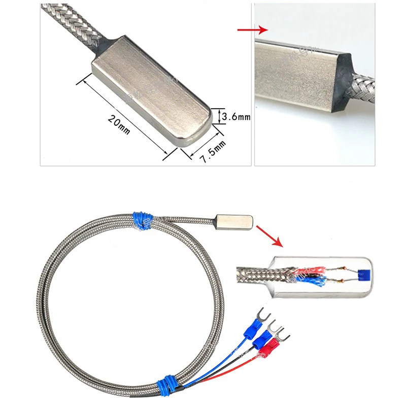 Stainless Steel PT100\\K Pasted Type Surface Measurement  patch temperature Sensor 1-20m Shielded Cable 3 Wire thermal resistance