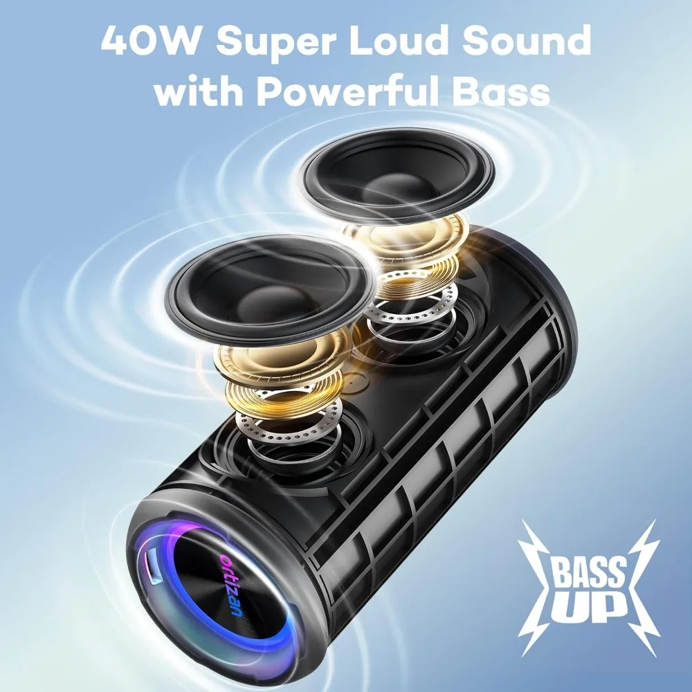 Portable Bluetooth Speaker, 40W Loud Sound, 30 Hours Playtime, Waterproof, TWS Pairing for Outdoor, Shower Use - view 2