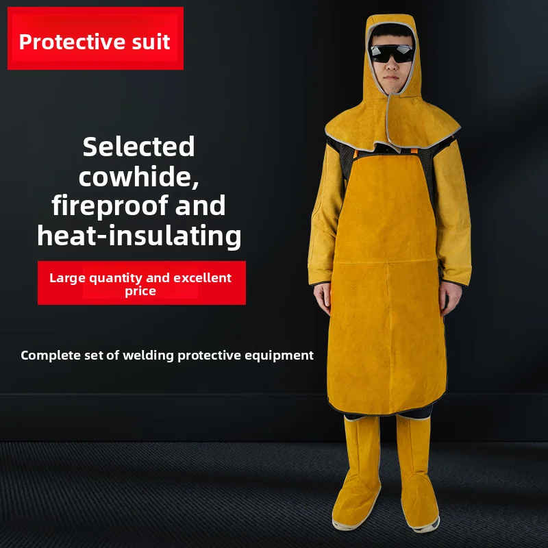 

Фартук для электросварки из воловьей кожи с настраиваемым логотипом, огнестойкий, износостойкий, термостойкий, для работы с обратной подачей тока