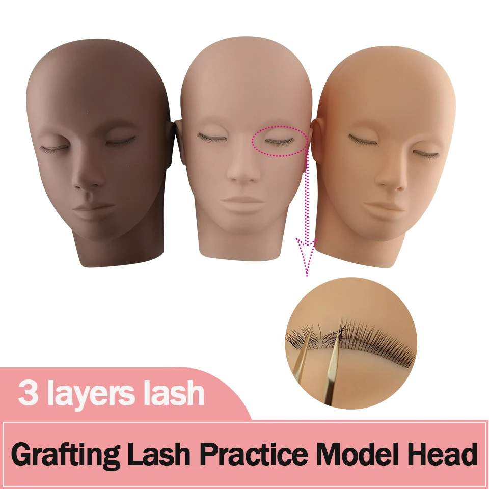 Eyelash Extension Training kit Silicone Mannequin Model Head Replacement Eyelids Makeup Dolls Face Practice Dummy Cosmetic Model