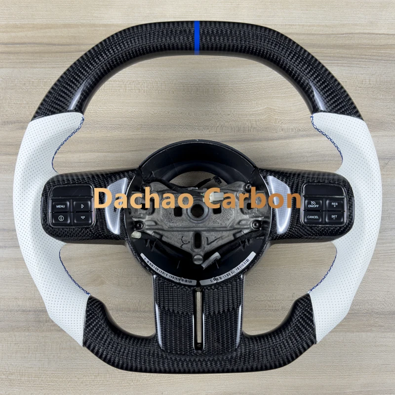 Flat Shape Real Carbon Fiber Steering Wheel For Jeep Wrangler JK 2011-2017 High Quality Leather Sport Wheel Custom Style