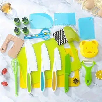 Kids cooking cutter set children knife toddler plastic fruit knives children DIY peeler tools kitchen accessories