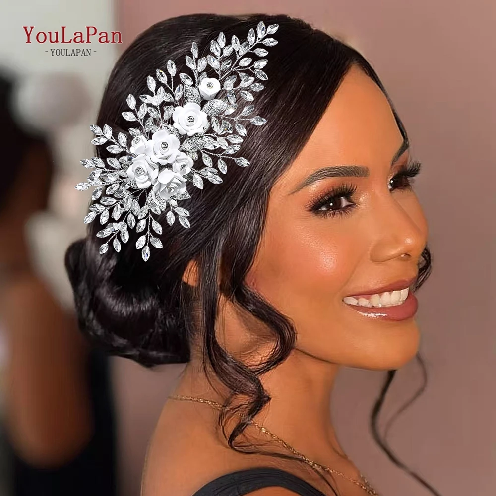 

YouLaPan Rhinestone Bride Hair Comb for Bridal Woman Wedding Tiara Flower Headpiece Hair Ornament Bride Hair Accessories HP319
