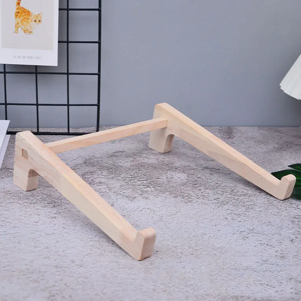 Solid Wood Laptop Stand Premium Wooden Notebook Holder Desktop Riser for Efficient Work Comfortable Viewing Angle Support