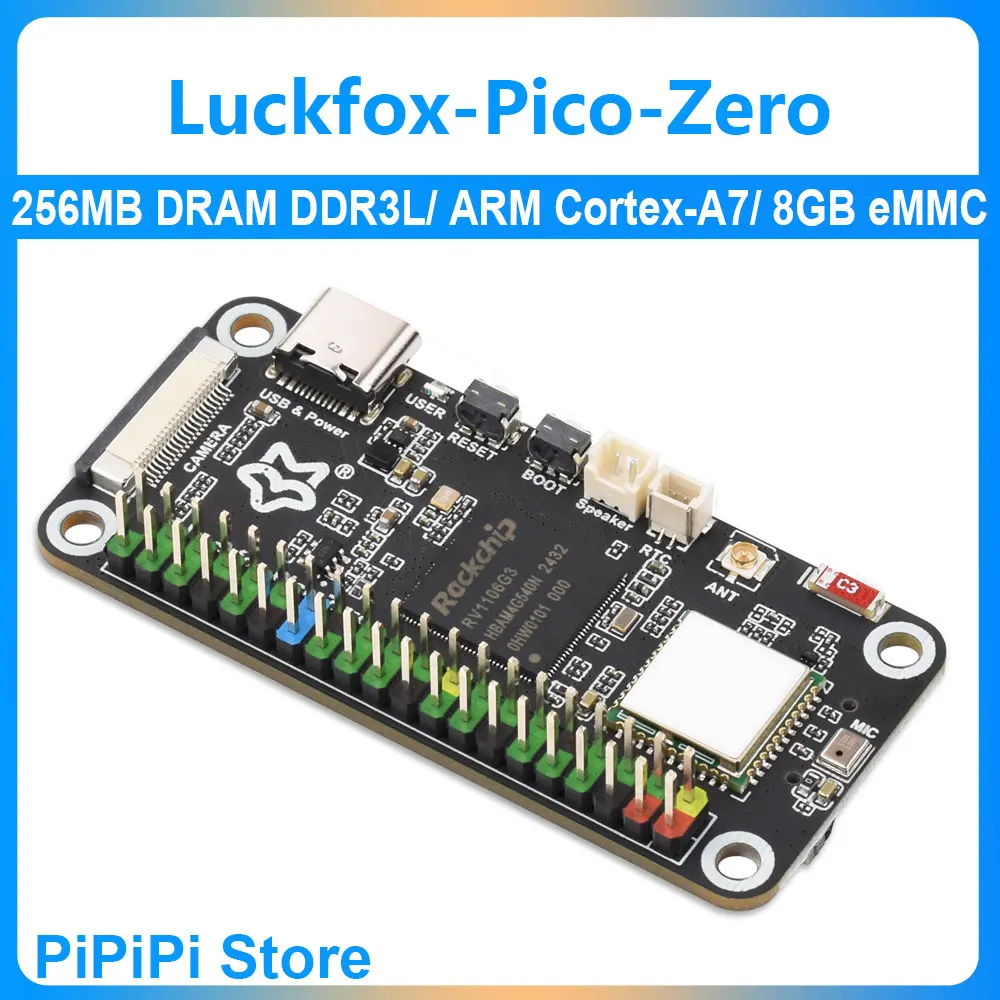 Luckfox Pico Zero ARM Cortex-A7 RV1106G3 Mini 1TOPS Linux Development Board SD WiFi6 Audio 8GB EMMC 256MB DRAM DDR3L
