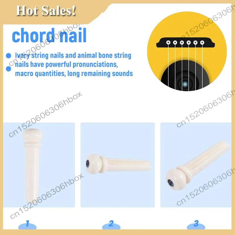 

-HOPE 6Pcs Real Bone Material Acoustic Guitar Bridge Pins With Pearl Shell Dot