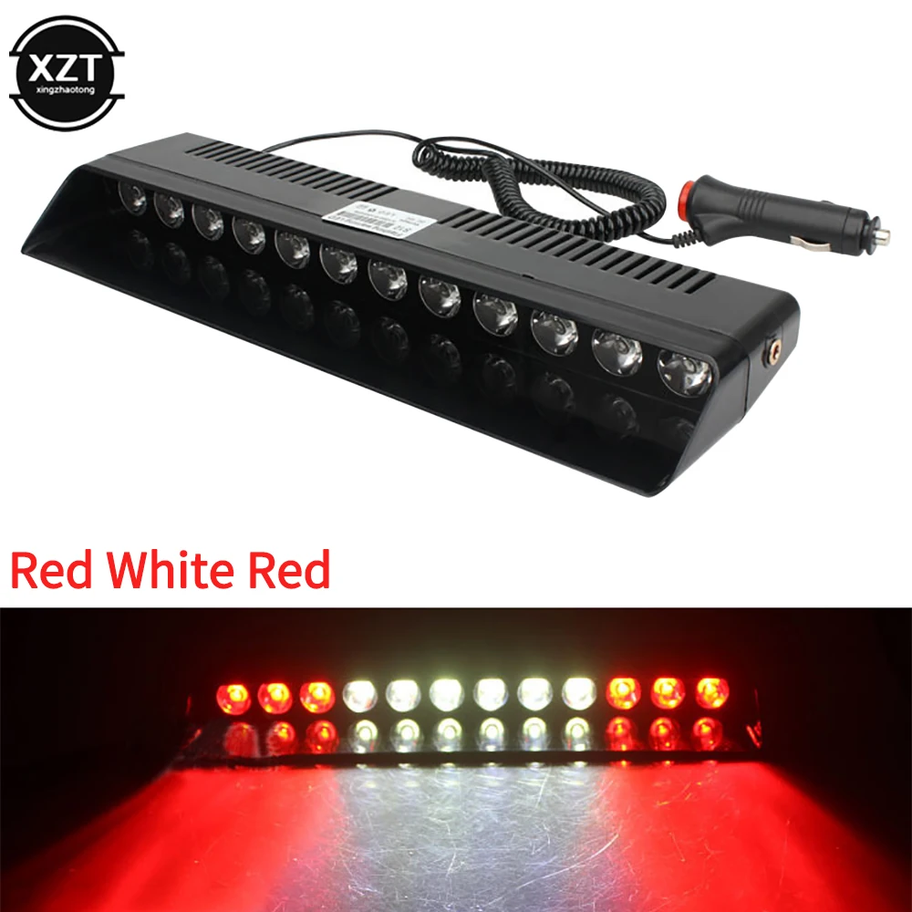 Car Strobe Flashing Lights Lamp 12LED Red/Blue/Amber/Yellow/White Police Led Flasher Emergency Warning Light For Car 12V 12W