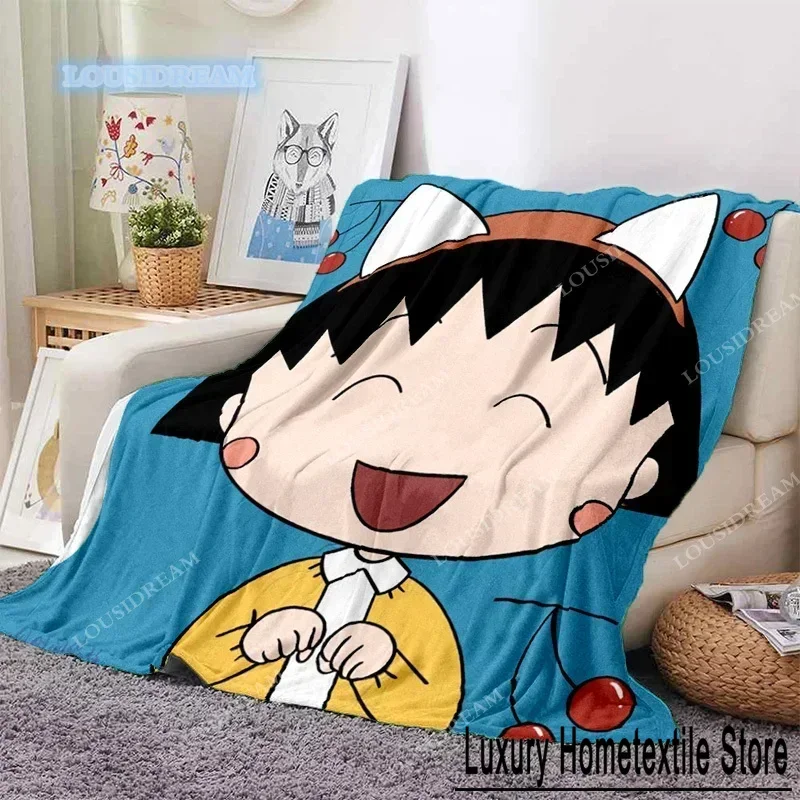 Cute anime Chibi Maruko-chan soft Flannel thin blanket bed sofa cover bed sheet home decoration picnic blanket  throw blanket