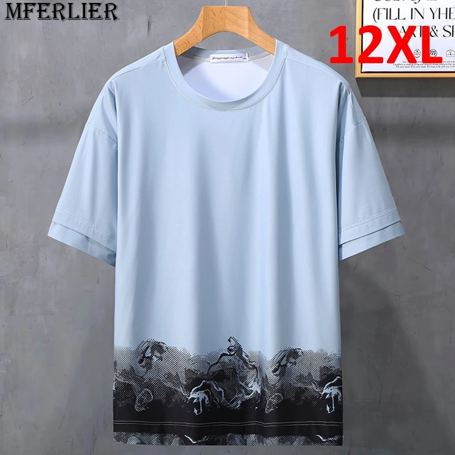 

Summer Short Sleeve T-shirt Men Plus Size T Shirt Summer Tops Tees Big Size 12XL Fashion Casual Tshirt Male