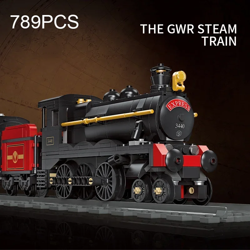 789PCS Steam Train City Heavy Freight Train Rails Assemble Model Bricks Toys Creative Desktop Decoration Kid Toys Birthday Gifts