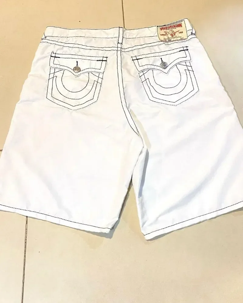 American Hip Hop Wide Leg Denim Shorts, calças largas para homens e mulheres, modelos retos de verão, High Street, Y2K