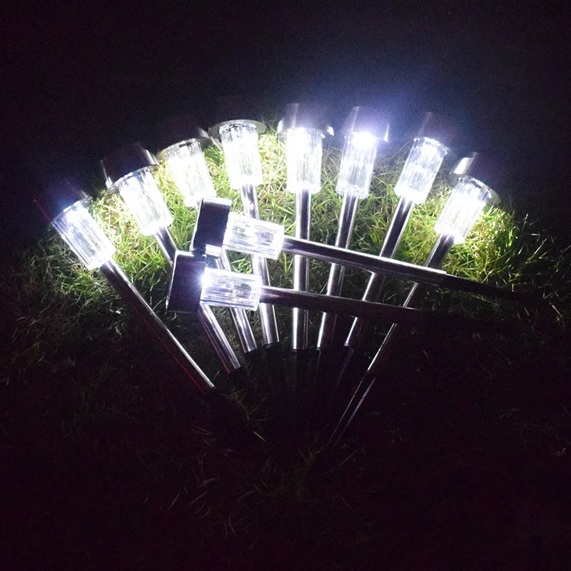 Luces solares para exteriores, lámpara LED de acero inoxidable para césped, sello impermeable IP65, luz alimentada por energía Solar para decoración de pasarela de jardín