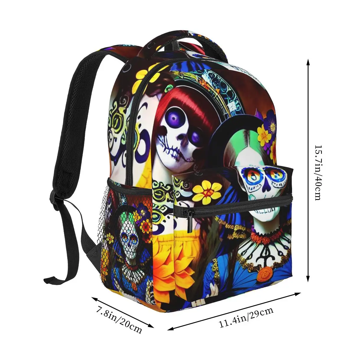 Alexander Gothic Las Elegantes Girls Day Of Dead Skull Student Backpack Travel Daypack for Boys Girls Fashion Shoulder Bags