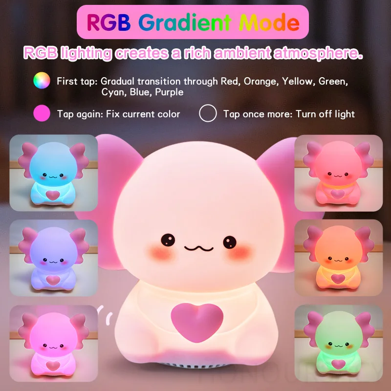 

Настольная лампа RGB с белым шумом для детей, перезаряжаемая через USB сенсорное управление, динамик BT5.3, милый детский декор для спальни, ночник