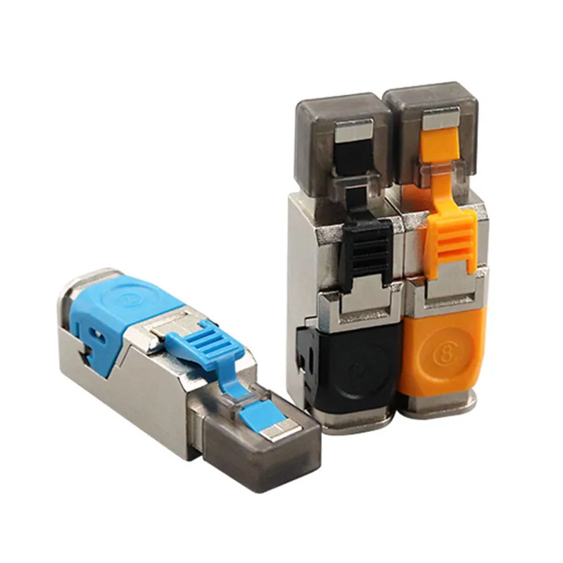 RJ45 Cat8 Cat7 Cat6A Connectors RJ45 Metal Tool Free Easy Termination Plug 2000MHz 40G LAN Cable 22AWG - 24AWG UTP Field Modular