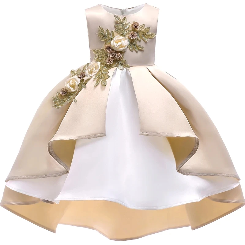 

New 2024 Baby Girls Flower Party Ball Gown Dress With Lace Children Kids Christmas Birthday Princess Dresses For 2-10 Years Wear