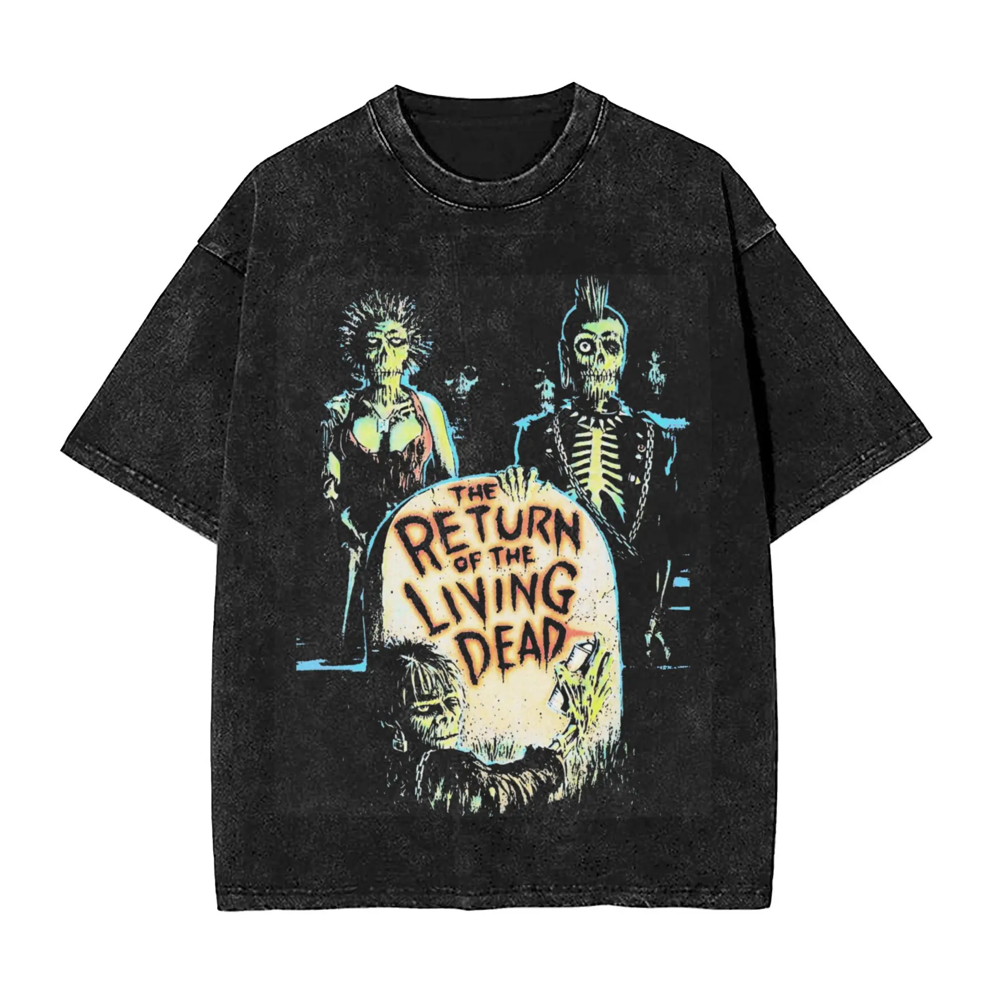 the return of the living dead Horror  Outfit Washed T Shirt for Men Women Streetwear Hip Hop T-Shirts Summer  Tees Tops Cotton