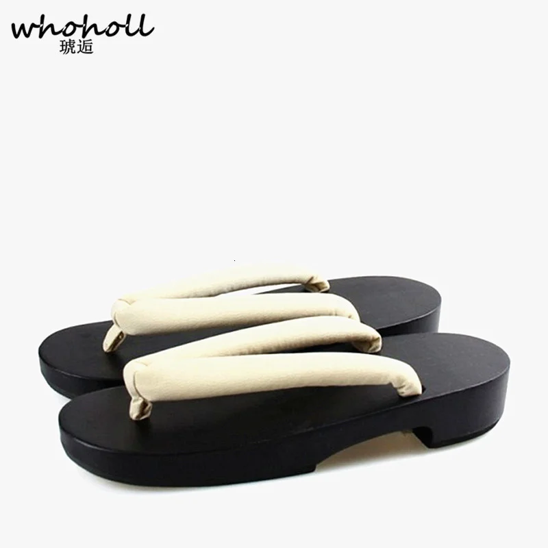 WHOHOLL Anime Cosplay Wooden Geta Summer Women Flat Sandals Traditional Japanese colgs Shoes Geisha Geta Flip-flops Coser Shoes