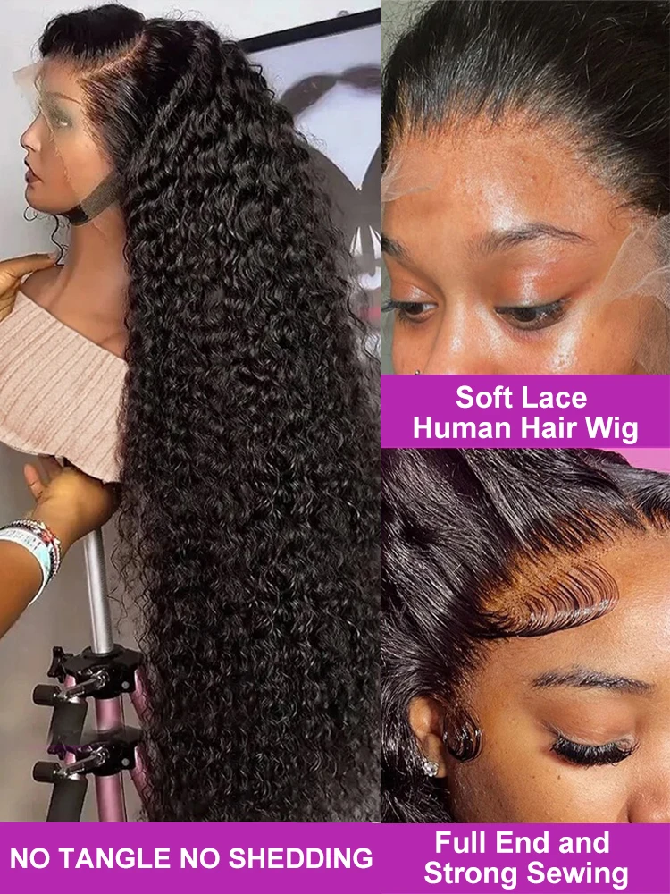 Brazilian Curly Human Hair Wigs Deep Wave Lace Frontal Wig for Women 13X4 13X6 360 HD Lace Front Human Hair Wigs Pre Plucked