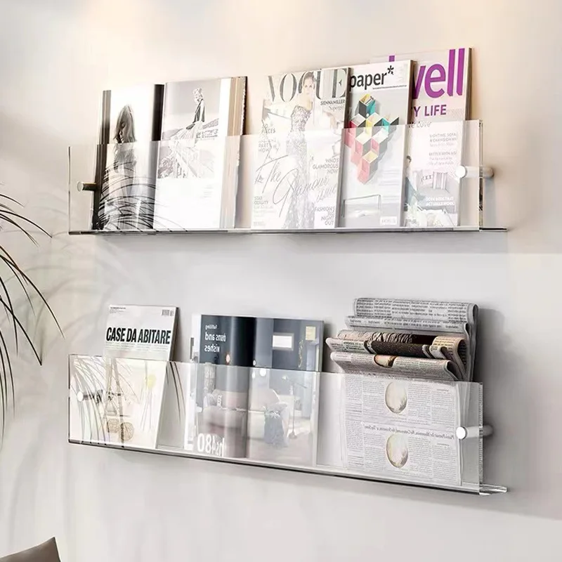 Creative Acrylic Storage Shelf Magazine Shelf Wall Mounted Book Shelf Wall Mounted Rack Newspaper Magazine Decor Shelf ZC849