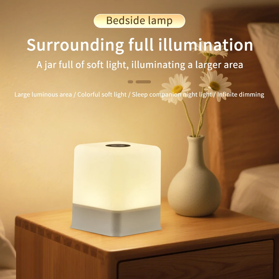 

3 color 16 color touch dimming night light rechargeable bedside lamp portable desk lamp bedroom lighting living room decoration