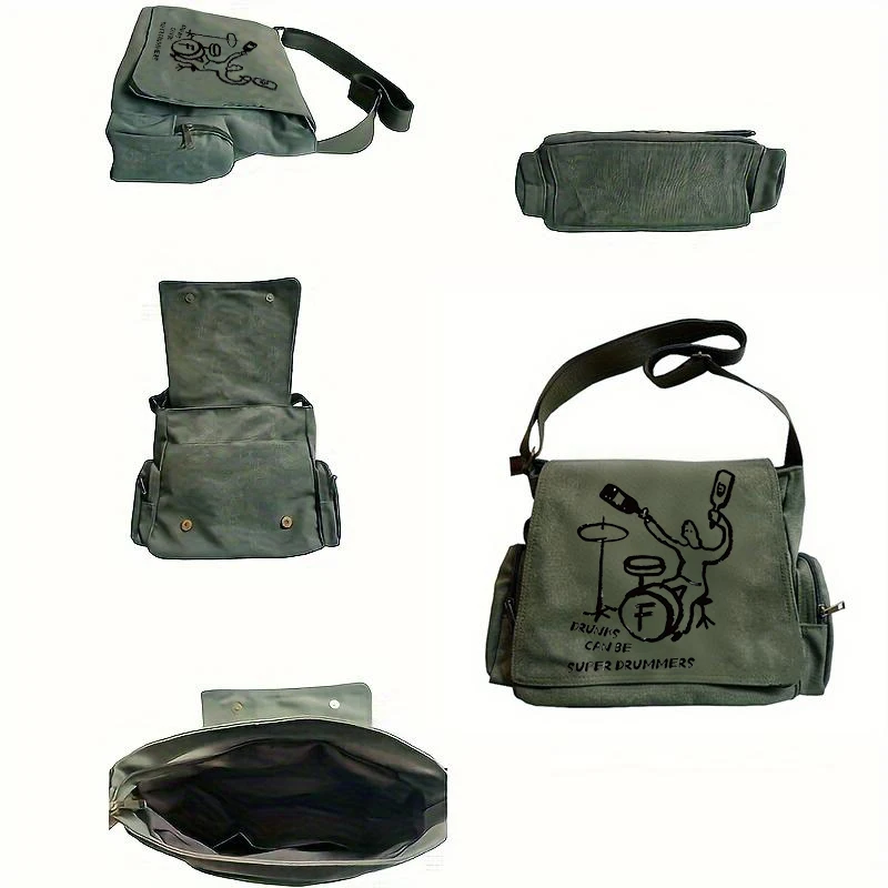 حقيبة كتف للجنسين بنمط مثير للاهتمام، حقيبة كروس من القماش متعددة الوظائف، حقائب للطلاب للتنقل