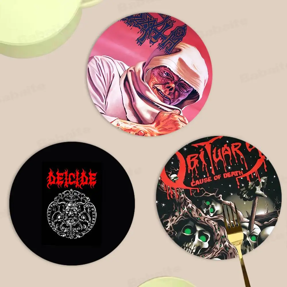 D-Deaths Mental Rock Band Natural Coaster Creative Cute Cartoon Absorbent Cushion Coffee Mug Bowl Cushion Insulation Cushion