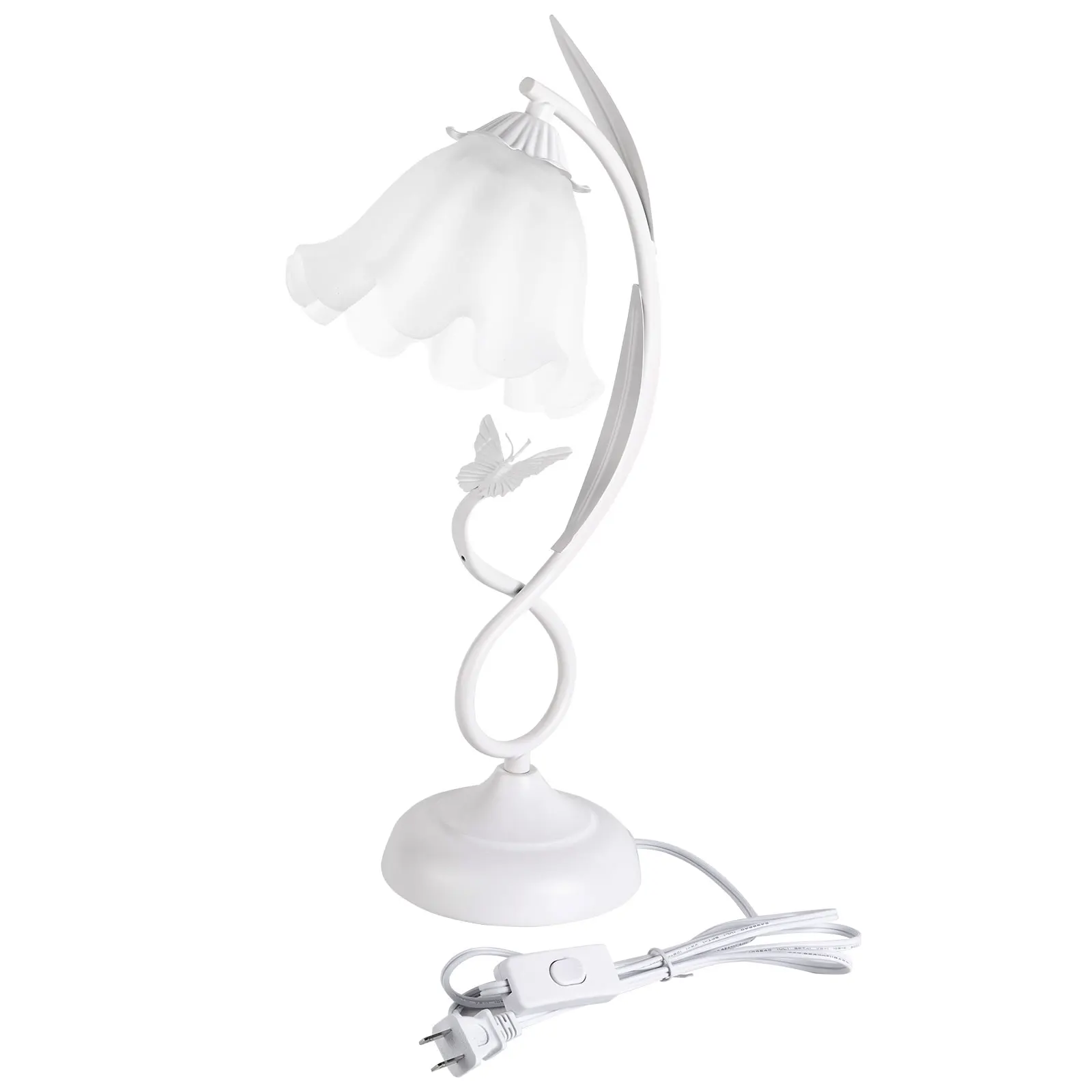 

Настольная лампа в форме цветка с белым стеклянным абажуром Декоративная прикроватная лампа в стиле Тиффани E26, цоколь без лампы в комплекте