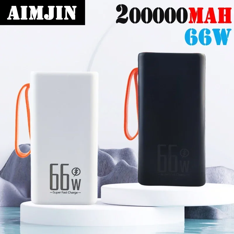 

NEW 66W Power Bank 200000mAh Large Capacity PD20W Powerbank Portable Fast Charger External Battery for IPhone Xiaomi Samsung