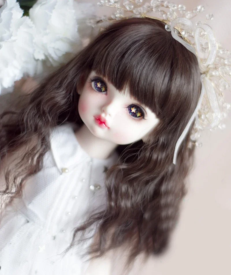 D03-P573 children toy BJD DD SD MSD      1/6 1/8 1/4 1/3 doll's Photo props Accessoriess Gray blue Wavy curly hair 1pcs