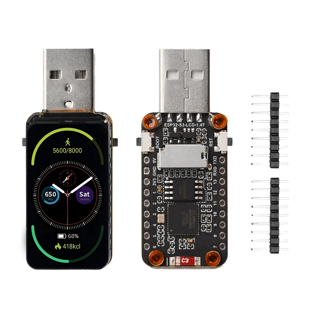 Płytka rozwojowa ESP32-S3 1,47-calowy wyświetlacz LCD wbudowane kolorowe koraliki RGB Uchwyt na kartę Micro SD Pełnobiegowy port szeregowy USB