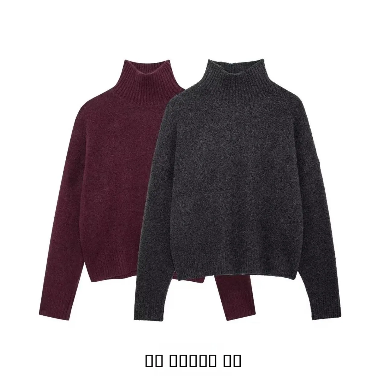 Miękki sweter z wysokim kołnierzem, dzianinowy, jednolity kolor, styl uliczny, jesień-zima, nowość, modny damski sweter z materiału przypominającego kamerę.