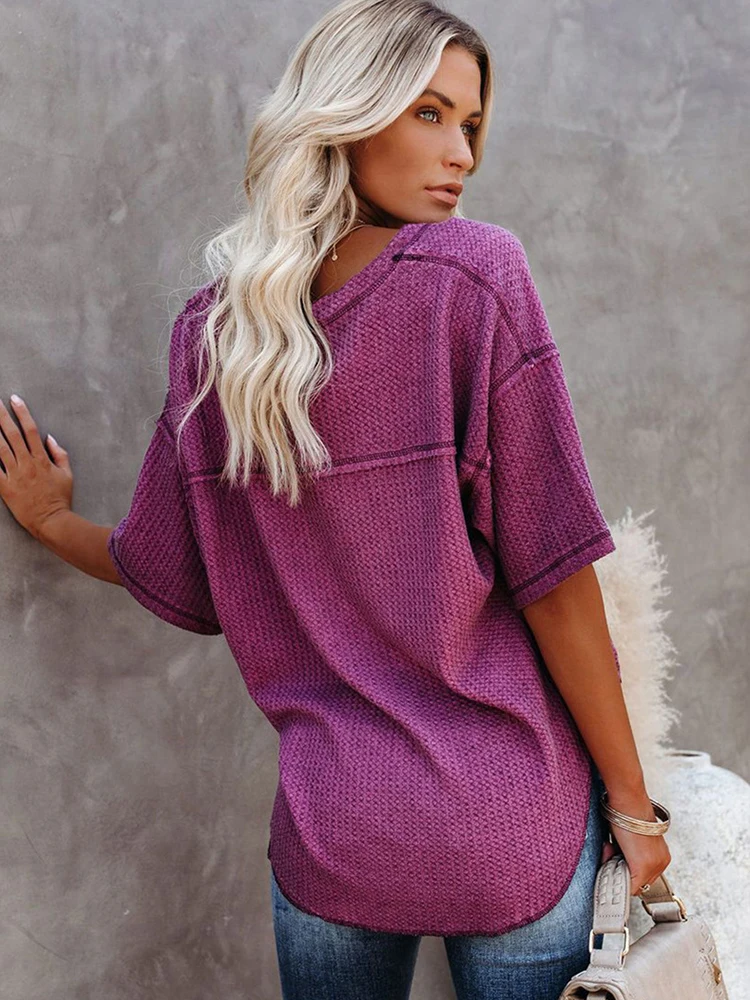 Casual Solid Short Sleeve T-Shirt 14