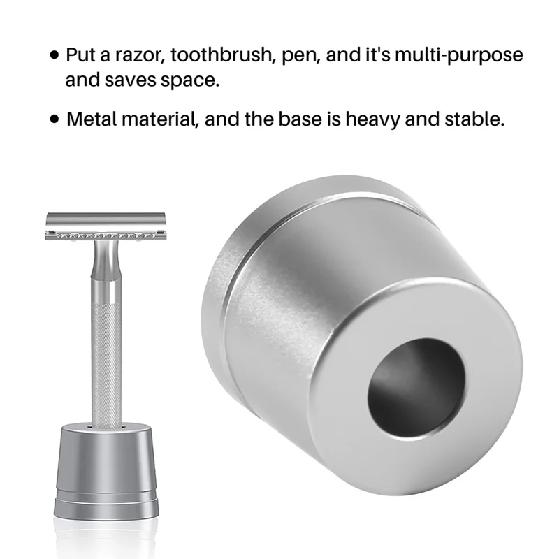 

CKFAM-Safety Razor Stand/Base Aluminum Alloy Regular Razor Holder (Razor Not Included) Silver