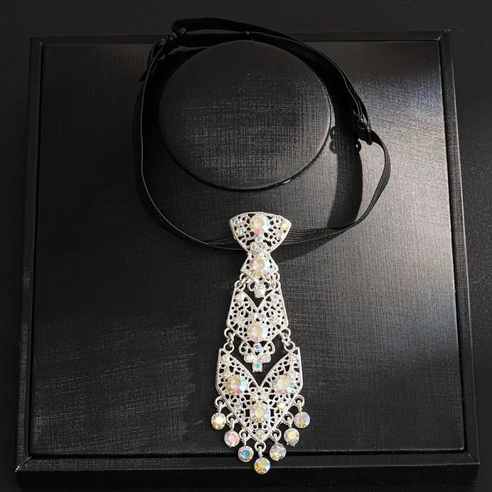

Adjustable Rhinestone Necktie Luxury Gentleman Style Formal Business Ties Tassel Suit Accessories Crystal Necktie Wedding Tie