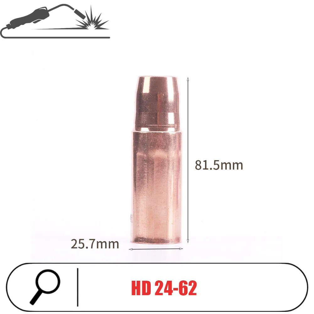 MIG welding torch HD24-62 accessories: S16 contact tip holder, contact tip, protective cover, protective nozzle