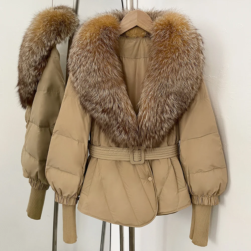 سترة شتوية نسائية لعام 2025 مع حزام وياقة كبيرة من الفرو سترة نسائية مبطنة بالقطن y2k حمالة صدر معطف جديدة عالية الجودة #2