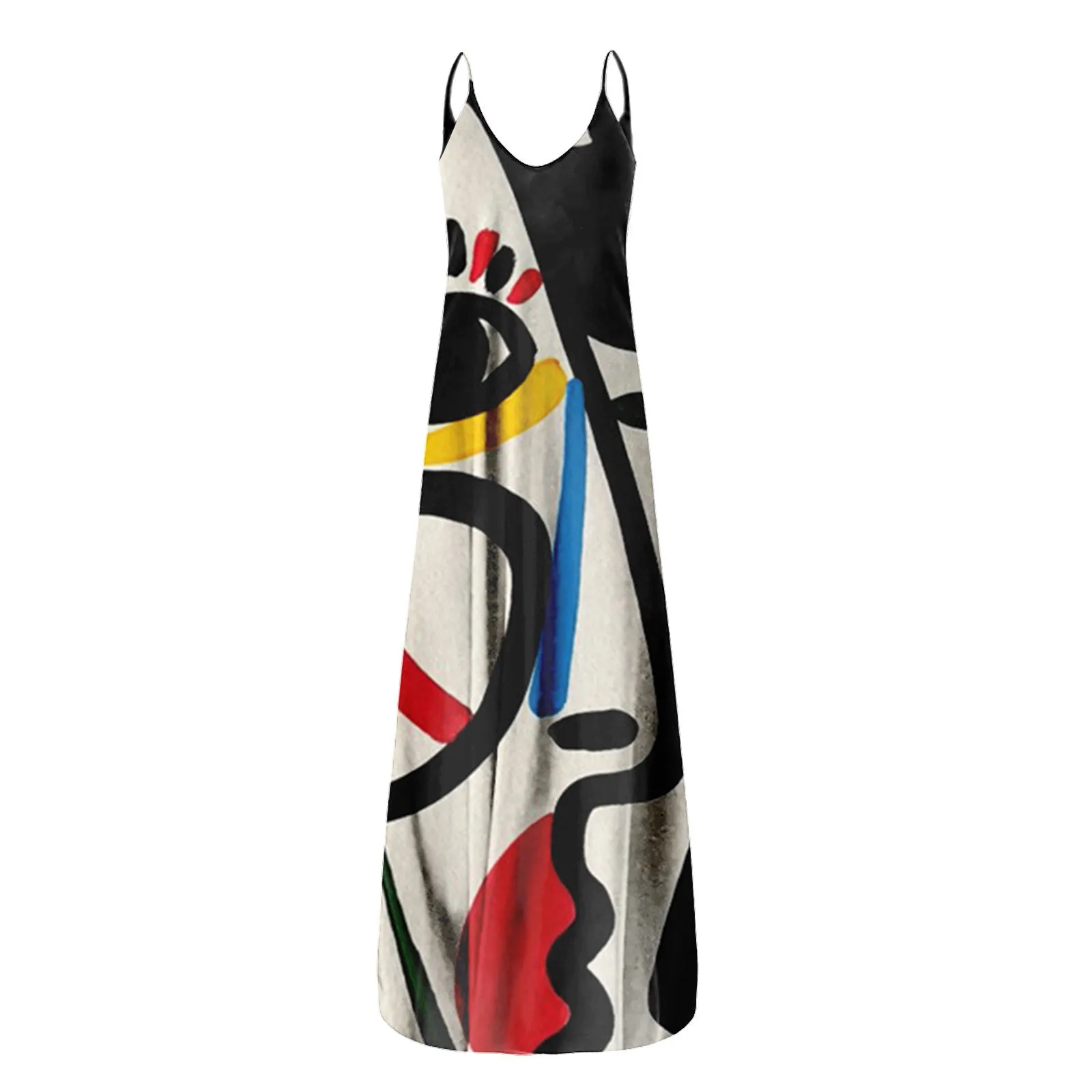 Pregnant Women\'s Summer Strapless Long Dress With Abstract Face Digital Print  Stylish  Comfortable For Streetwear Breathable
