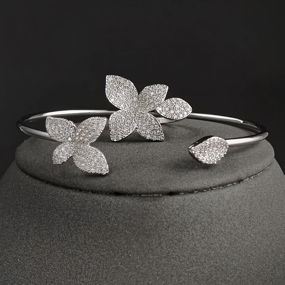 2pcs Pack New Luxury Silver Color Bride African Jewelry Set for Women Anniversary Gift Jewelry Wholesale J8094