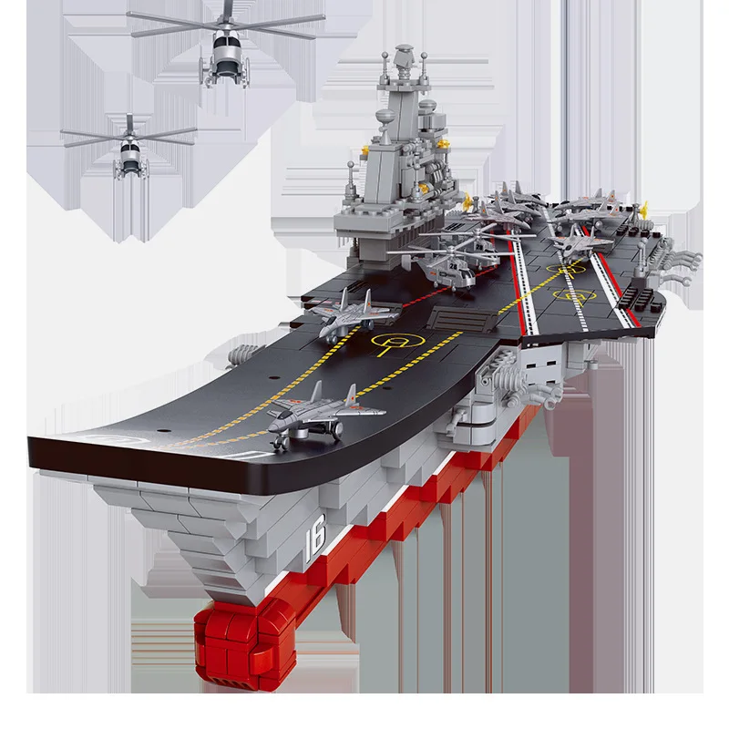 Creativity Sluban Warship Military Battle Ship Boat Model Building Blocks,Aircrafted Carrier Destroyer Sets Weapon Bricks Toys