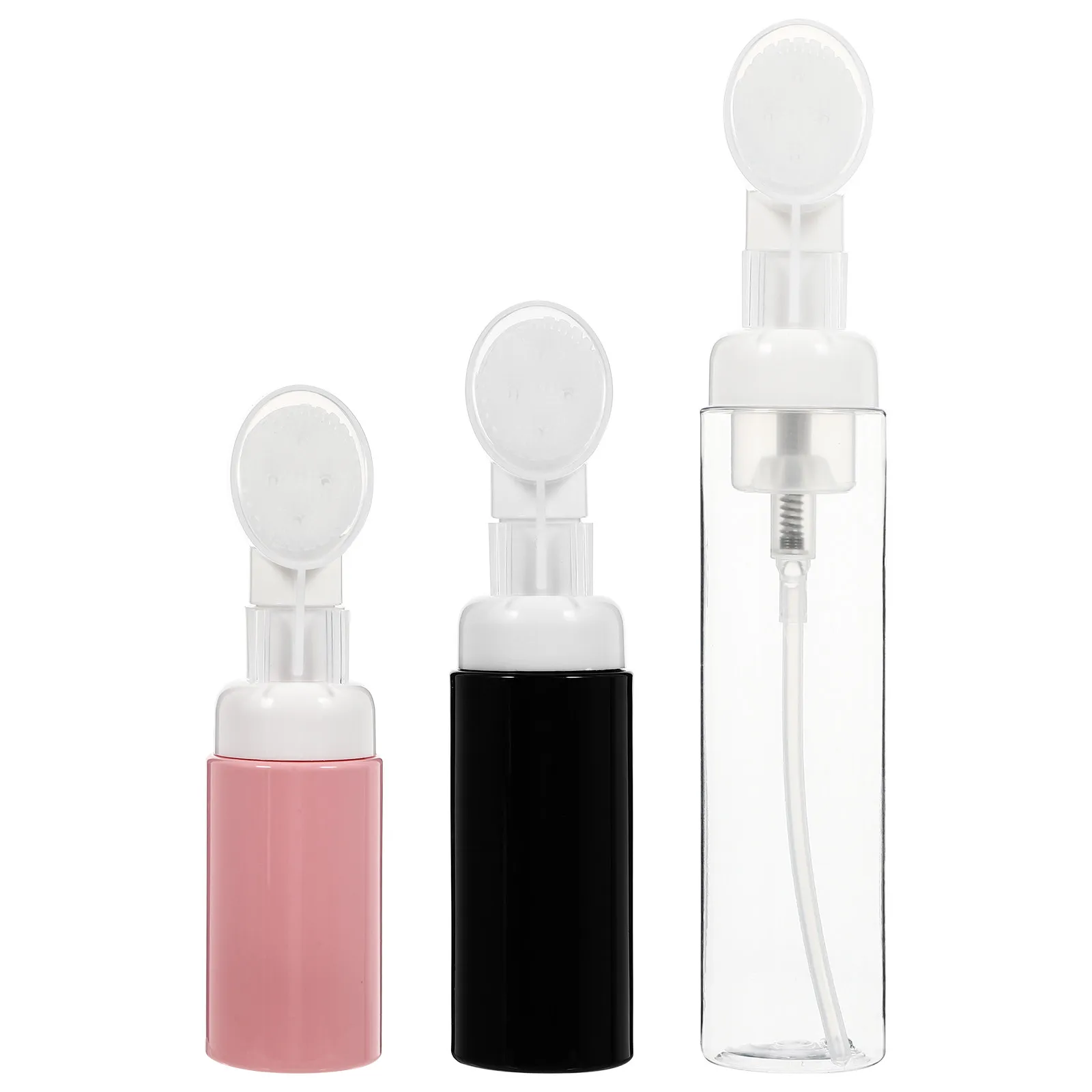 

3Pcs Foam Bottle with Brush Head Portable Refillable Travel Sub Bottles for Shampoo Shower Gel Lotion Liquid Facial Cleanser