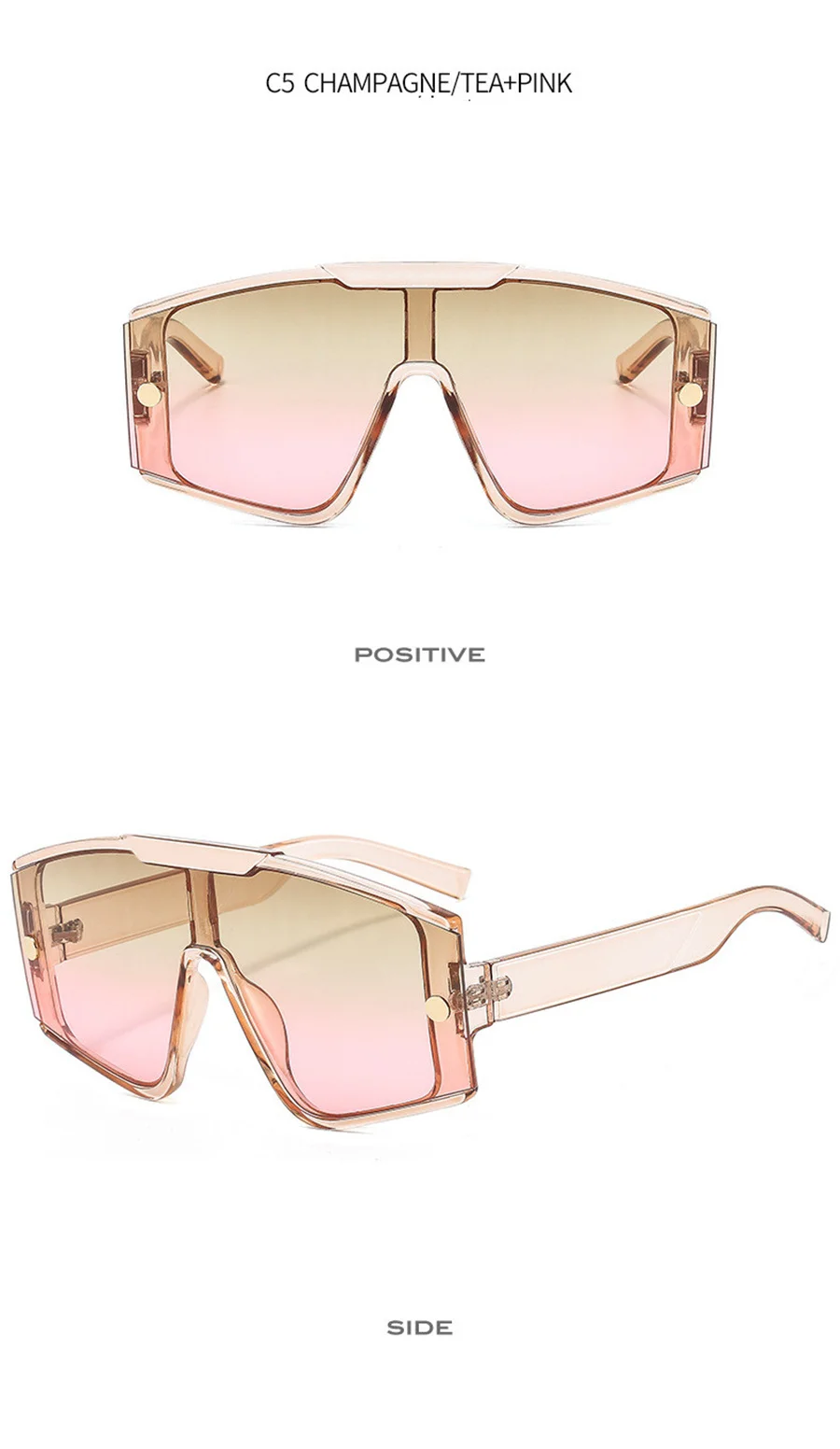 Modische, übergroße, quadratische Sonnenbrille für Damen, UV400, Vintage-Sonnenbrille, luxuriöses großes Design, Schutz im Vintage-Stil – Detail 11