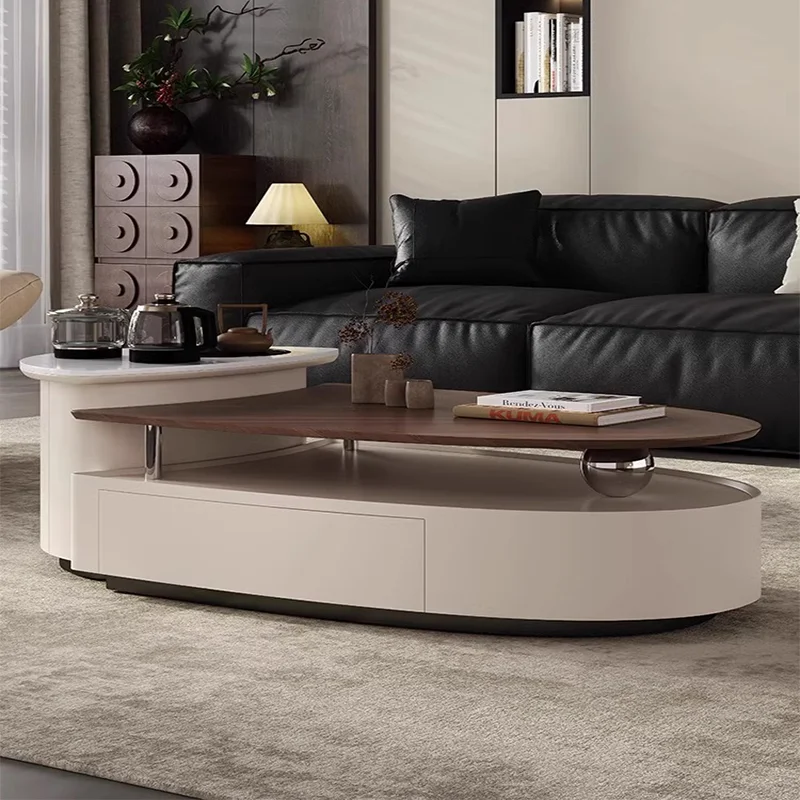 

Oval Tray Coffee Table Storage Clear Waterproof Modern Balcony Wood Side Table Living Room Nordic Wohnzimmertisch Home Furniture